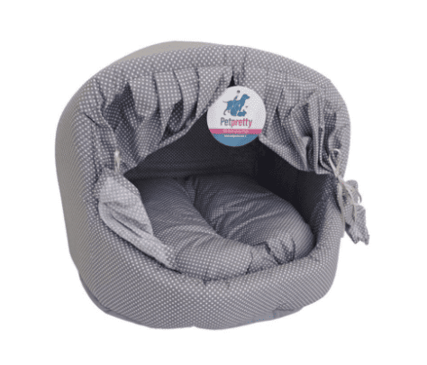 PERDELİ KUMAŞ YUVA GRİ PUANTİYELİ YATAK - 1